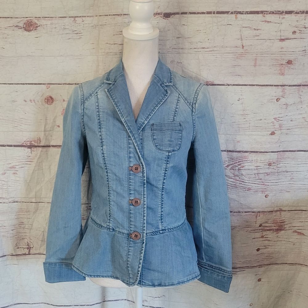 Pilcro‎ and the Letterpress Peplum Jean Jacket Size 4